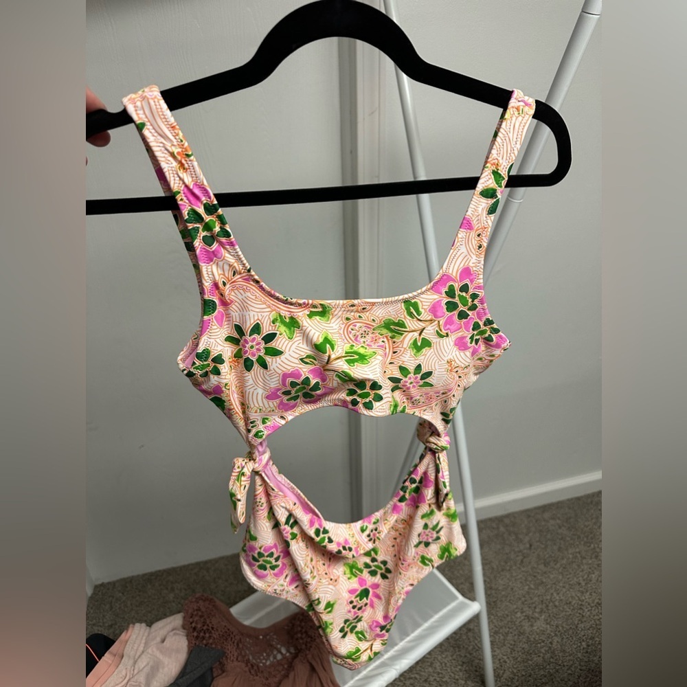 Aerie One piece floral swimsuit (Bikini style, tie side) (it is a one piece)